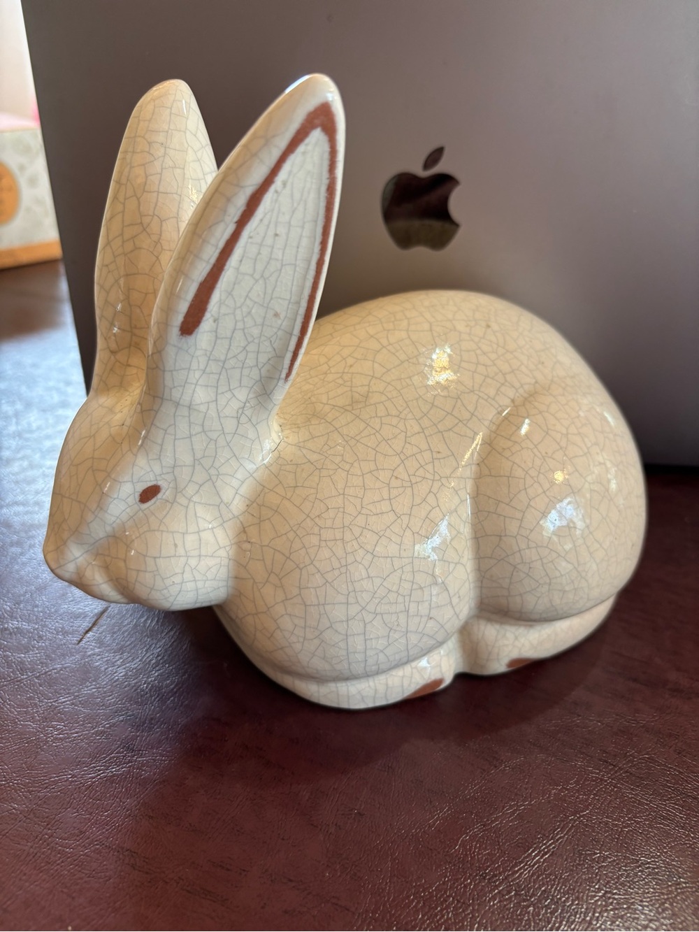 Vintage Crackle Glaze Ceramic Bunny Rabbit Figurine